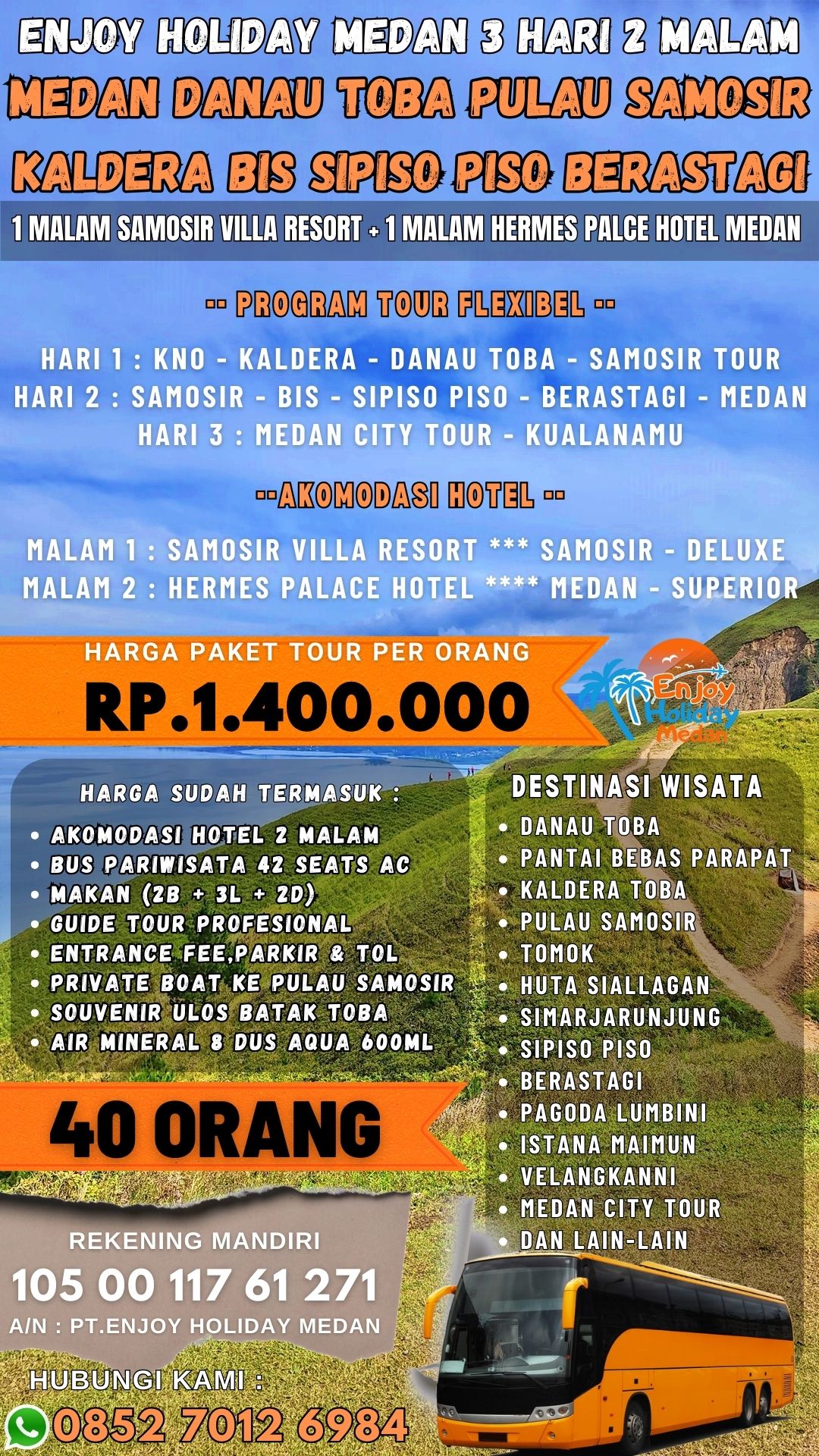 3D2N Lake Toba Tour Package Malaysia
